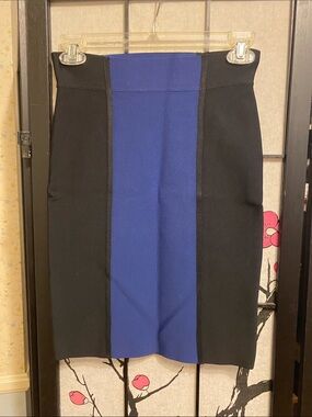 BCBGMaxAzria Black and Royal Blue Colorblock Pencil Skirt